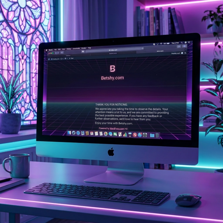 Desktop computer showing Betshy.com website homepage